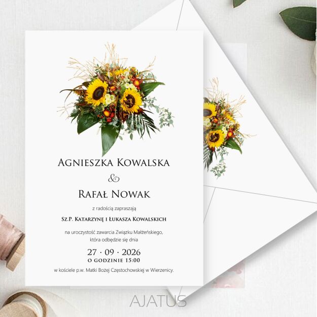 ZAPROSZENIA FORMAT B6 SŁONECZNIKI