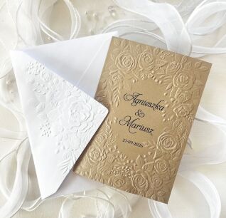 A6 ZAPROSZENIA TŁOCZENIE CIEMNY BEŻ