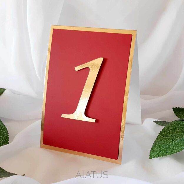 Numery Stołów BORDO ZŁOTO numery 3D