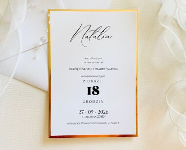 B6 ZAPROSZENIA URODZINY ZŁOTO