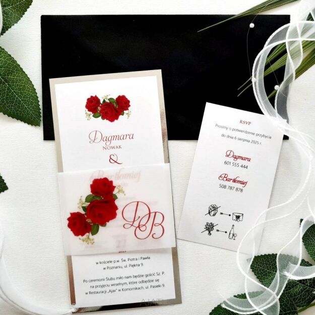 DL SREBRO KALKA CZERWONE RÓŻE  - 12