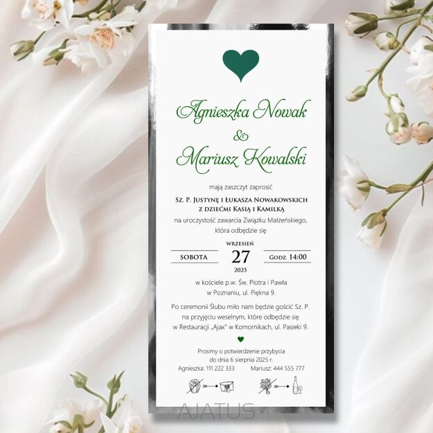 JKZ DL SREBRO SERCE 3D CIEMNA ZIELEŃ