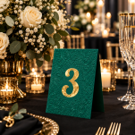 Numery Stołów TŁOCZONE glamour CIEMNA ZIELEŃ - 3