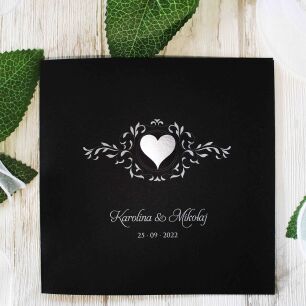 KW NW-49 SREBRNE SERCE ORNAMENT CZARNE