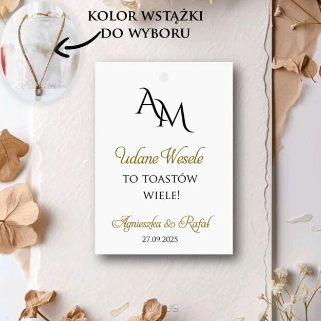 Zawieszki na alkohol INICJAŁY ZŁOTO